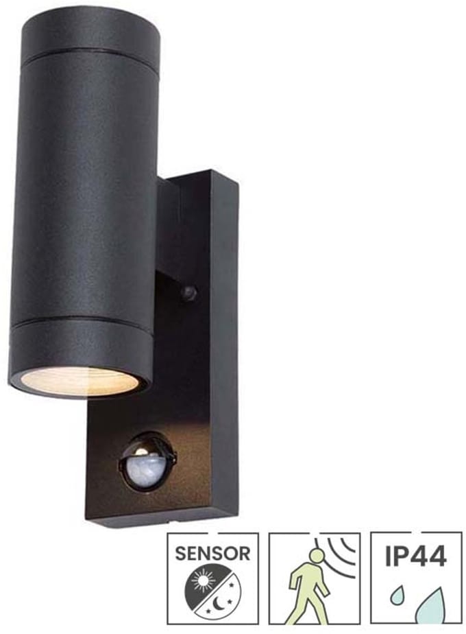 Lybardo - Buitenlamp met bewegingssensor - Wandlamp Buiten - Voor 2 GU10 Spots