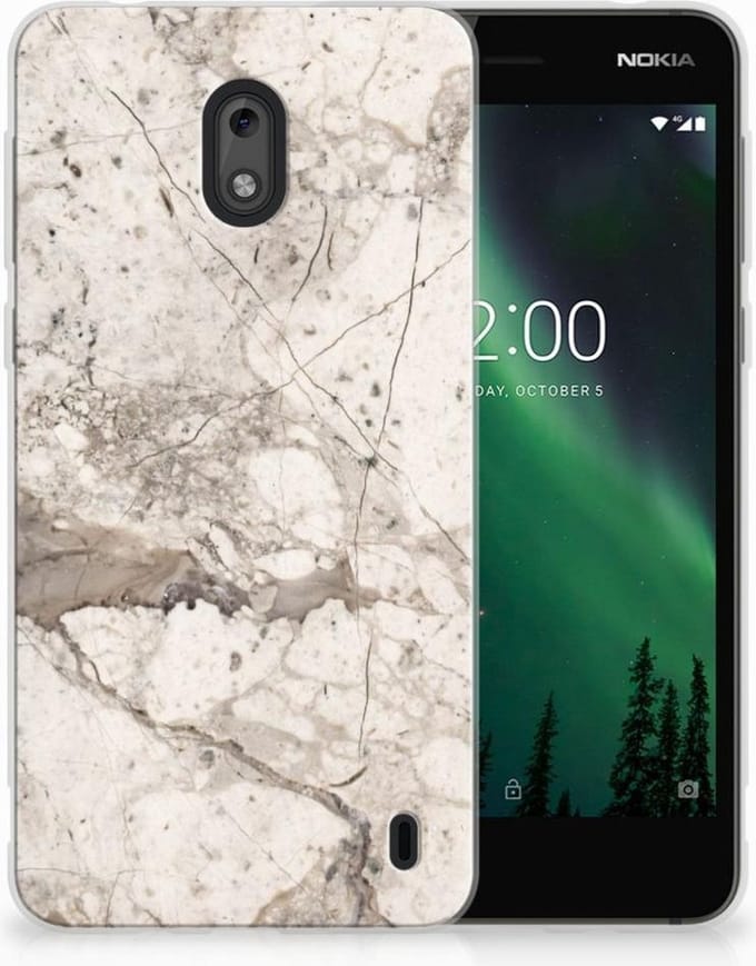 Nokia 2 TPU Siliconen Hoesje Marmer Beige