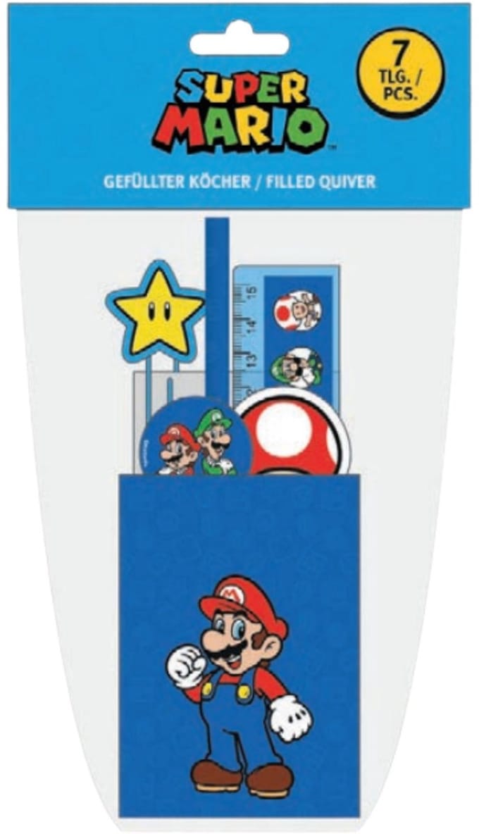 Super Mario gevulde pennenbak 7-delig
