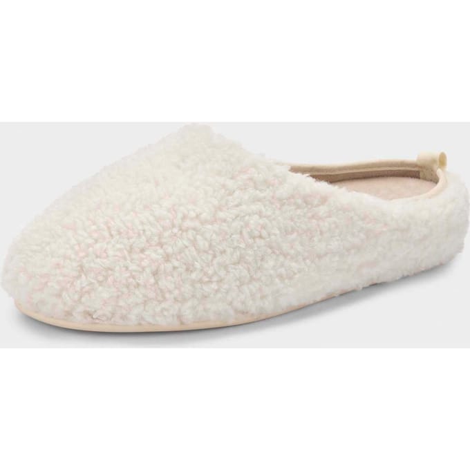 Pantoffels met teddyfleece en rubberen zool - gebroken wit - Gr. 38 van Goldner Fashion