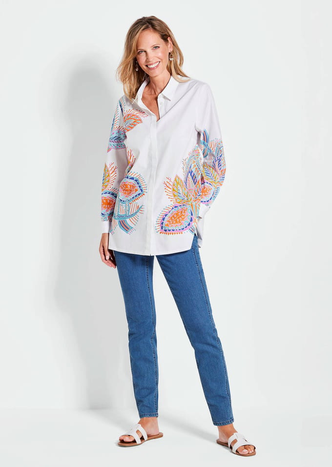 Blouse - wit / gedess. - Gr. 23 van Goldner Fashion