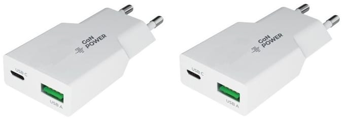 2 stuks OneOne 36W snellader met 2 poorten. USB C en USB A. Platte GAN Quick Charge lader. PD PPS oplader adapter past op Apple iPhone 13, iPhone 13 Mini, iPhone 13 Pro, iPhone 13 Pro Max, iPhone SE, iPhone X