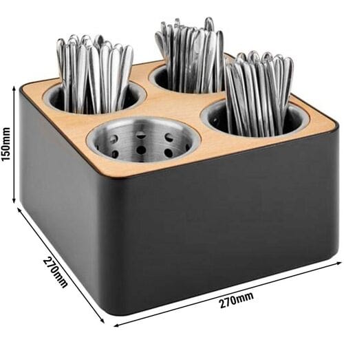 GGM Gastro Besteckbehälter & Flaschenhalter - Holz - inkl. 4 Edelstahlköcher
