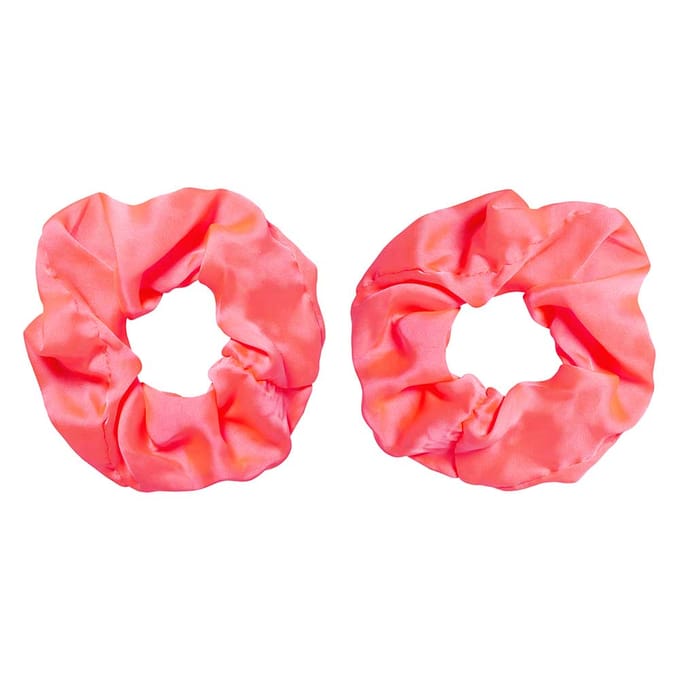 Apollo - Feest schrunchie - 2 stuks fluor rose one size - Carnaval accessoires - Carnaval - Feestkleding