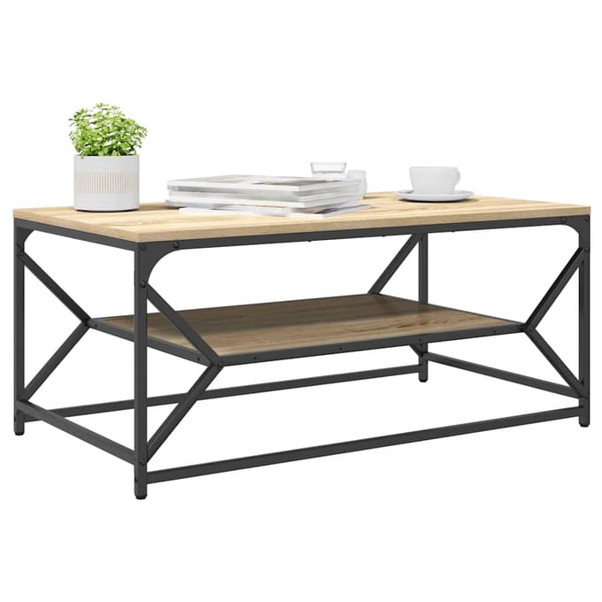 vidaXL - Salontafel - Sonoma - Eik - 90 - x - 50 - x - 40 - cm - Engineered - hout - en - staal