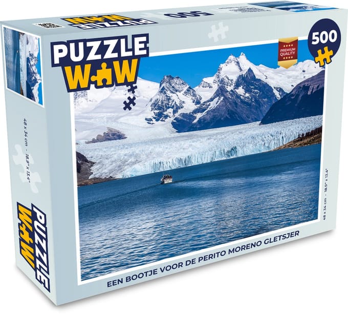 Puzzel Een bootje voor de Perito Moreno gletsjer - Legpuzzel - Puzzel 500 stukjes