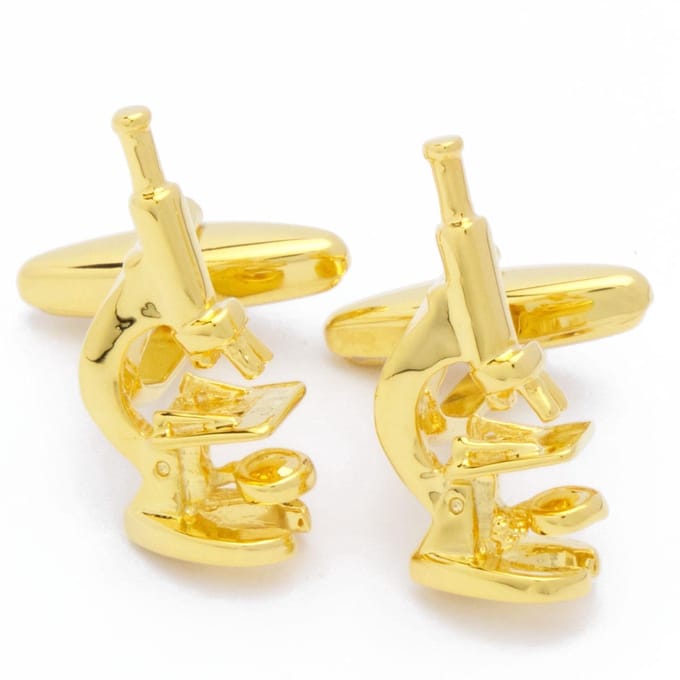 Manchetknopen - Microscoop Wetenschapper Goudkleurig