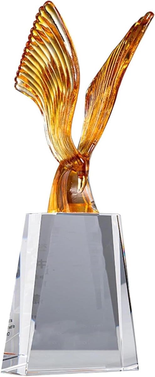 Glazen Trofee - Herinnering Prijs - Prestaties Belonen - Gepersonaliseerde Gravering - 9x24cm - Transparant