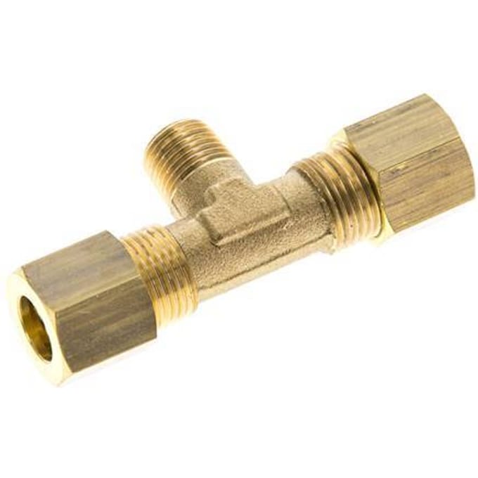 R 1/8'' Mannelijk X 8mm Messing T-Stuk Knelfitting 135 Bar DIN EN 1254-2