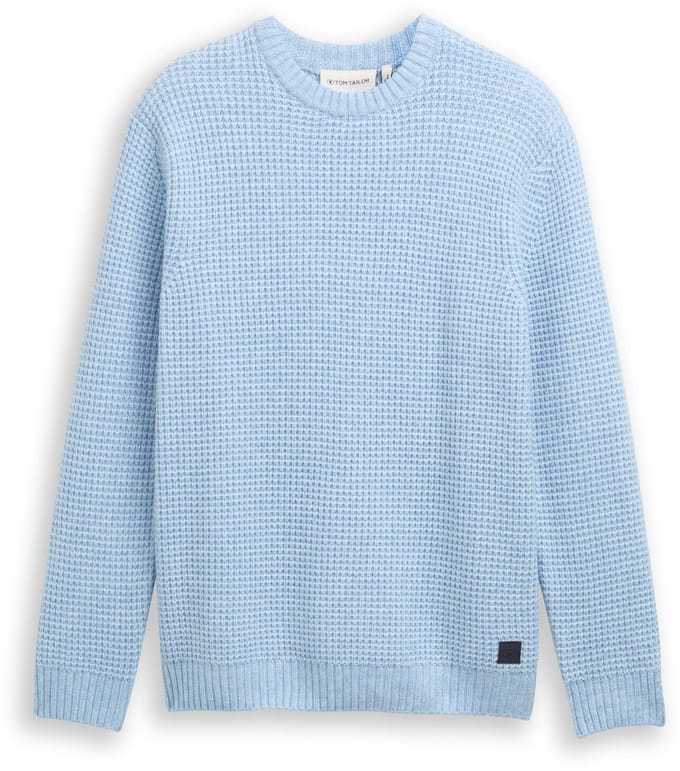 Tom Tailor - Gebreide trui met wol - Maat XXL - sky blue melange white core