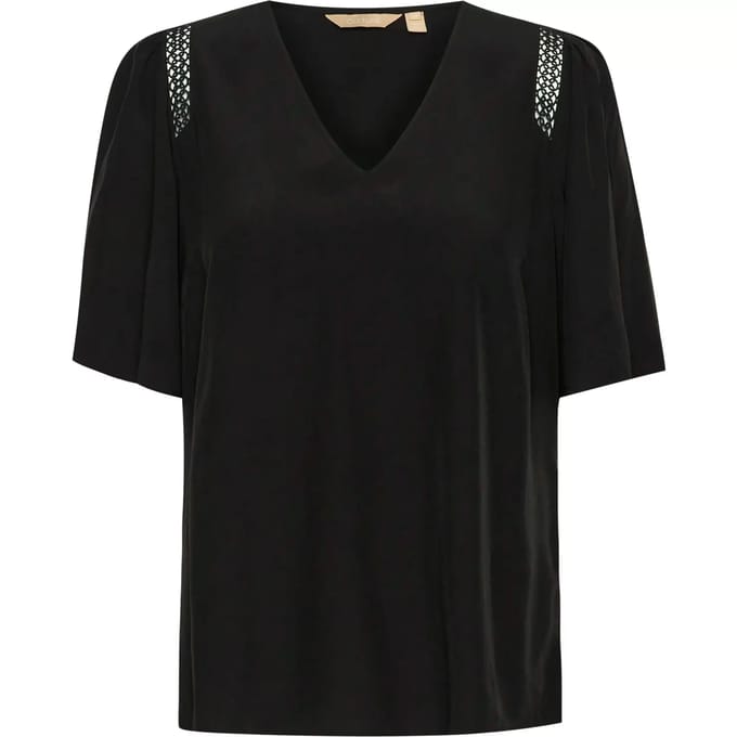 Blouse met korte mouwen Relaxed fit Blac