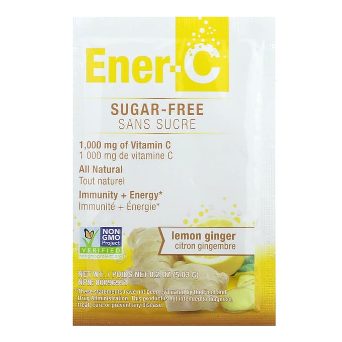 Ener-C, Mélange pour boisson à la vitamine C, sans sucre, citron gingembre, 1 000 mg, 30 sachets