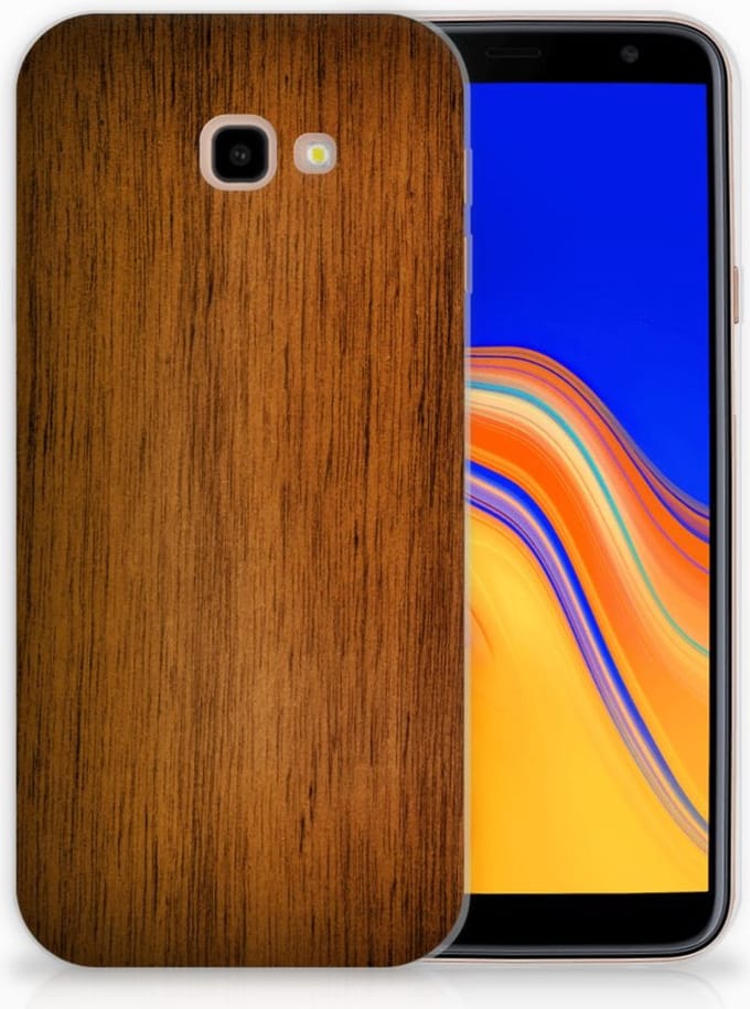 Samsung Galaxy J4 Plus (2018) Bumper Hoesje Donker Hout