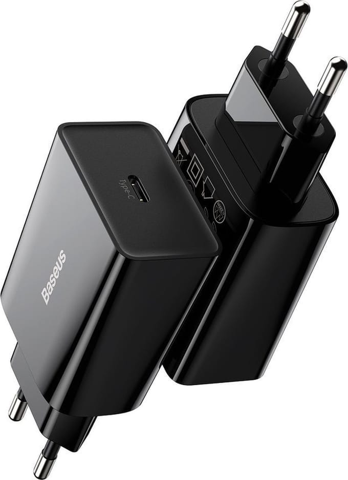 Baseus Speed Mini Oplader USB C zwart - 20W - compact design - snellader - PD Power Delivery 3.0