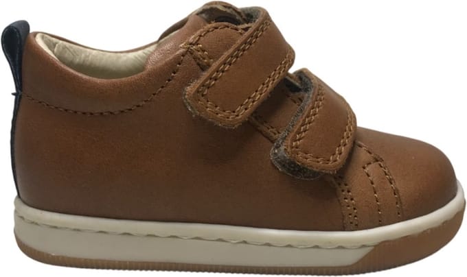 Falcotto - Haley - mt 20 - velcro effen lederen sneakers - cognac/navy