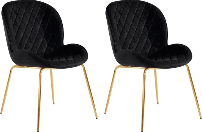 Mia-Eetkamerstoel - Set van 2 - Zwart Fluweel