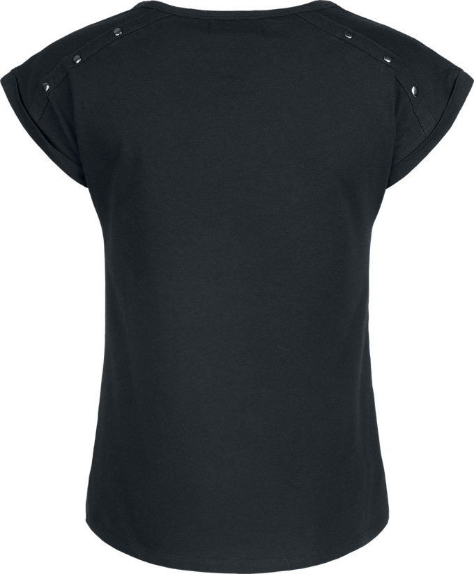 R.E.D. Rock-Engineered Design Zwart T-shirt met studs op de schouder - Dames - S