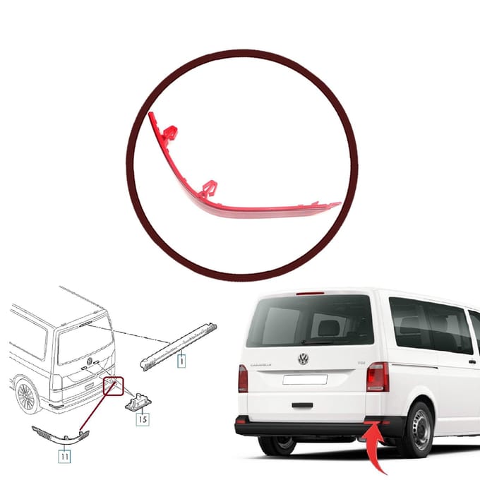 BSP1075 Réflecteur de pare-chocs arrière droit 7E0945106E pour VW Transporter T6 T7 2016-On