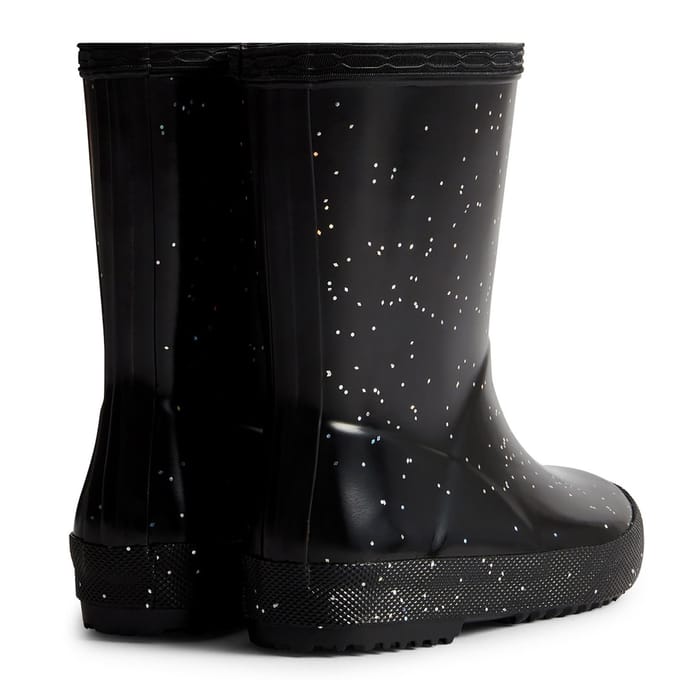 Hunter Kids First Giant Glitter Rubberen Zwarte Regenlaarzen