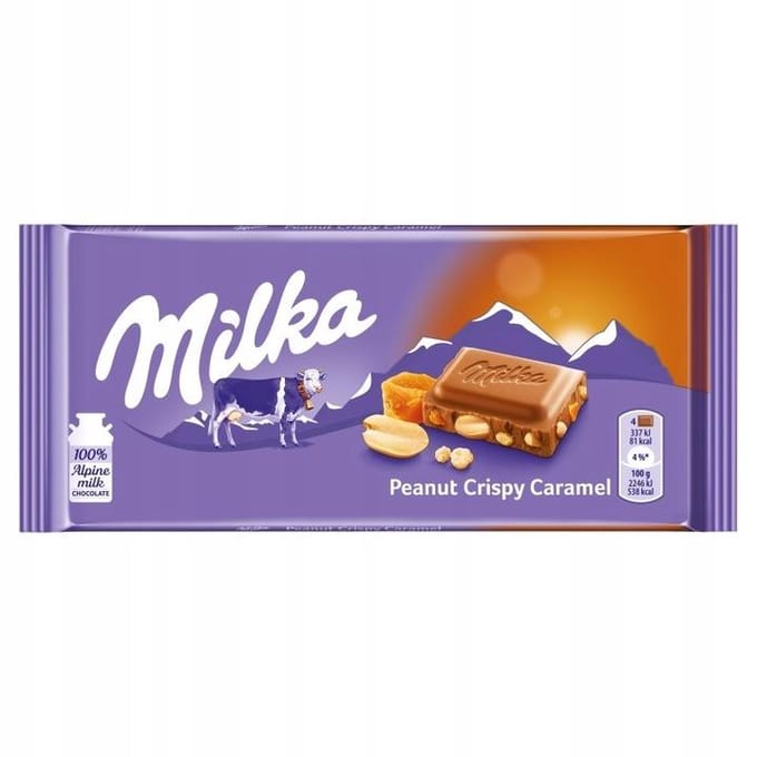 Milka Melkchocolade Knapperige Pinda en Karamel 90 g