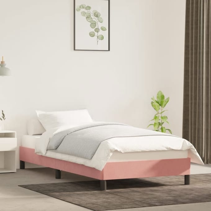 vidaXL - Bedframe - fluweel - roze - 90x190 - cm