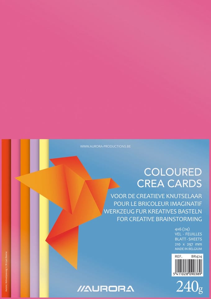 Aurora Crea Cards/Tekenvellen A4 - 6 kleuren - 240 grams - Pak van 10