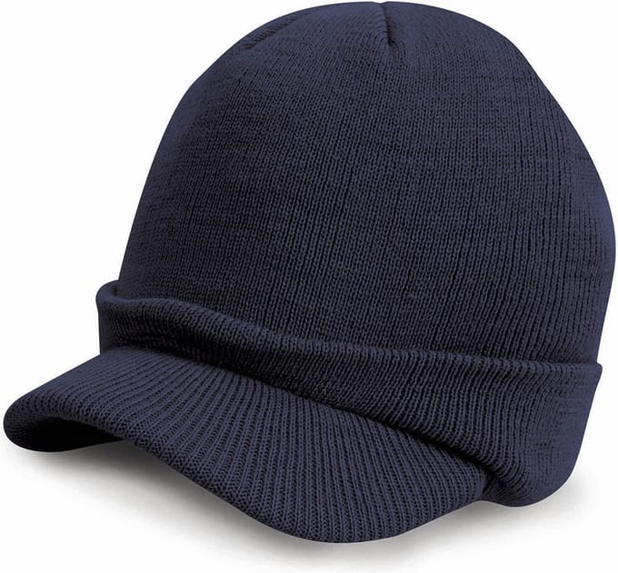 Result Wintermuts - met visor klep - donkerblauw - volwassenen - polyacryl - heren / dames muts