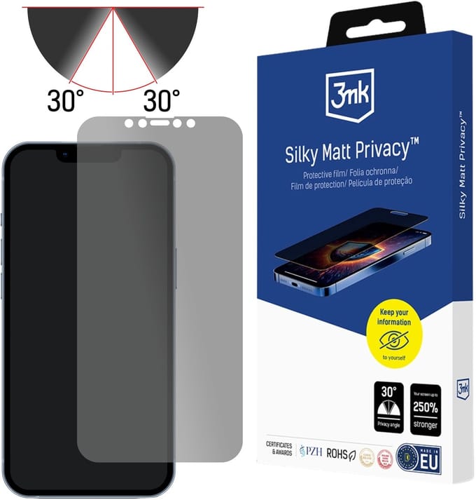 Privacyfolie voor Apple iPhone 16E - 3mk Silky Matt Privacy