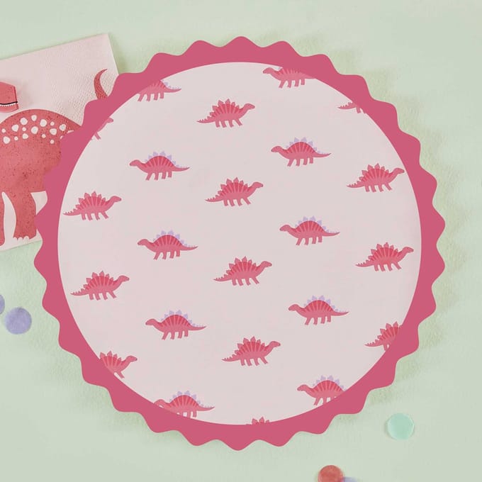 Ginger Ray - Roze ronde Dino Borden - 8 stuks