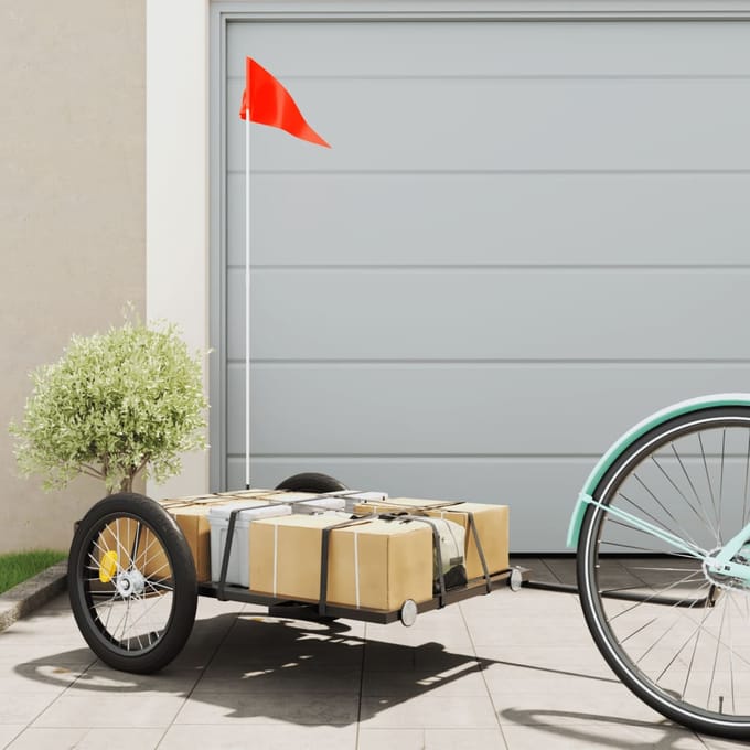 vidaXL - Fietstrailer - 135x68x37 - cm - ijzer - zwart