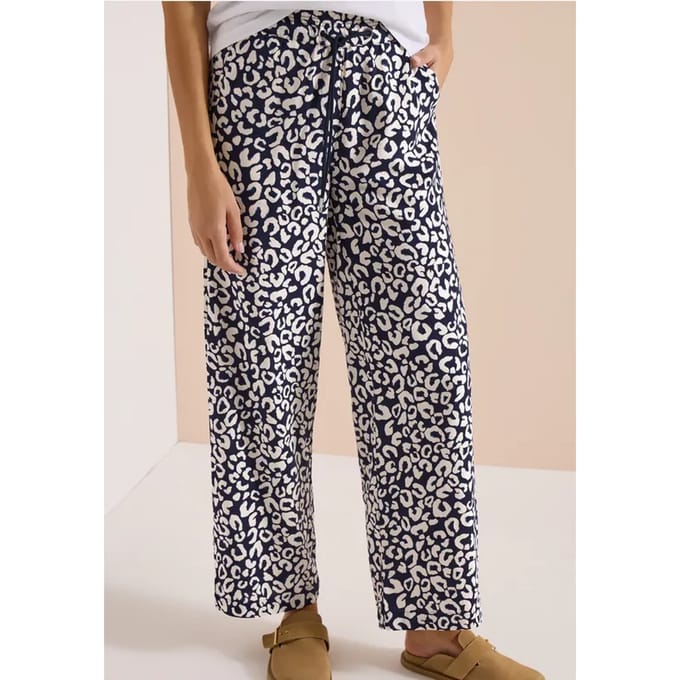 Wide Legs broek in Loose Fit met leoprint