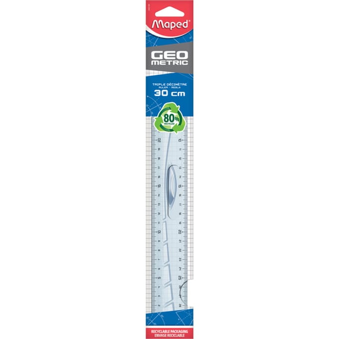 Maped decimeterlat Geometric driedubbele decimeter 30 cm transparant