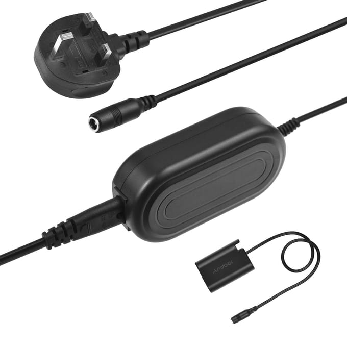 Andoer DMW-DCC17 AC Power Adapter DMW-BLK22 Dummy Batterij DC Coupler Kit Accessoire Vervanging voor EU Plug black