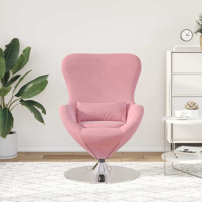 vidaXL - Eivormige - stoel - Roze - Fluweel