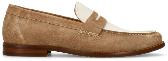 Manfield - Heren - Taupe suède loafers - Maat 46