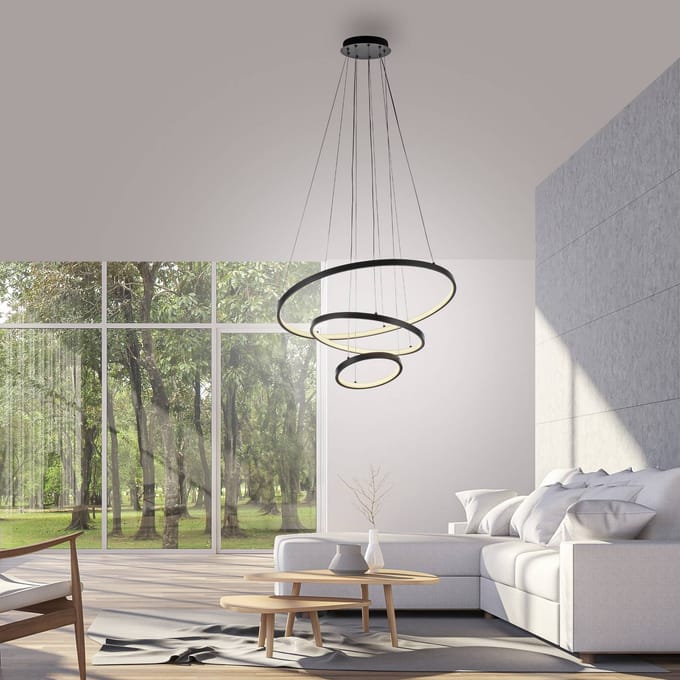 JUST LIGHT. GmbH JUST LIGHT. LED hanglamp Cerchi, zwart, 3.000 K