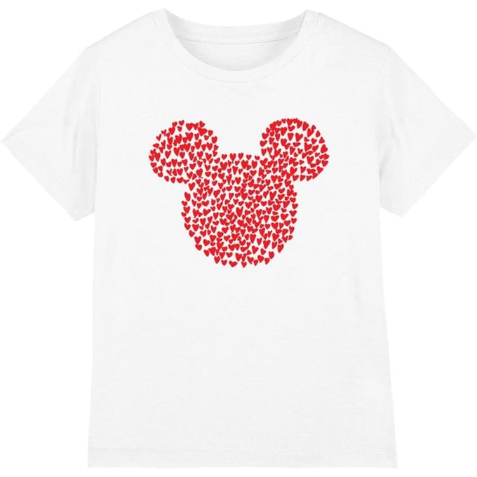 Disney Kinderen/Kinderen Mickey Mouse Hart Oren Silhouet Valentijnsdag T-Shirt (Wit)