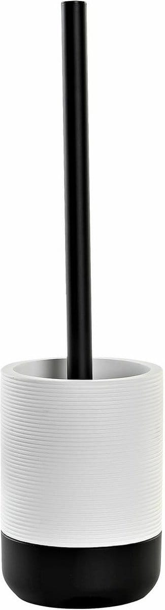 Items WC/Toiletborstel - luxe houder - keramiek - zwart/wit - 38 x 10 cm