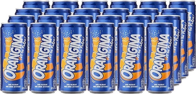 Orangina frisdrank, blikje van 33 cl, pak van 24 stuks