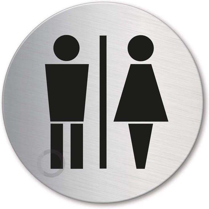 Toiletbord - Herentoilet - Deur Markering - Zelfklevend - Ø 100 mm - Zilver