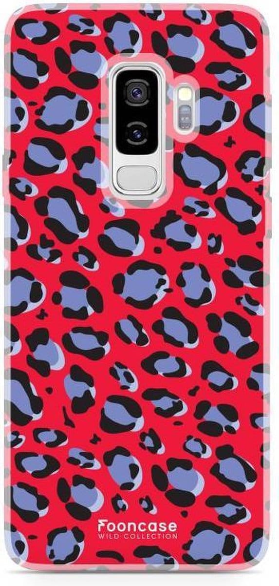 Fooncase Hoesje Geschikt voor Samsung Galaxy S9 Plus - Shockproof Case - Back Cover / Soft Case - Luipaard / Leopard print / Rood