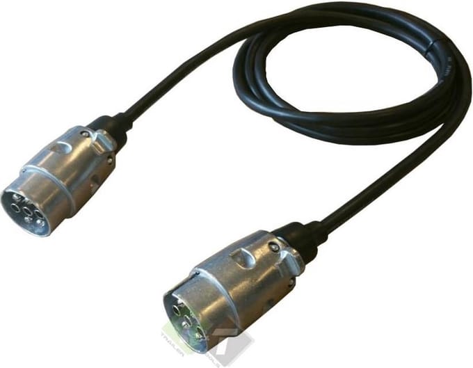 Verlengkabel, 2 meter, 7 polig, 2x aluminium stekker mannelijk