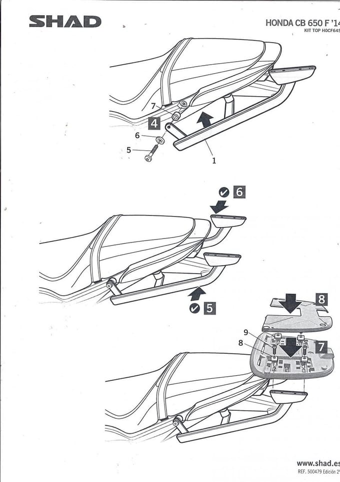 Support de top case Shad pour Moto Honda 650 CBR F 2013 à 2018 Neuf
