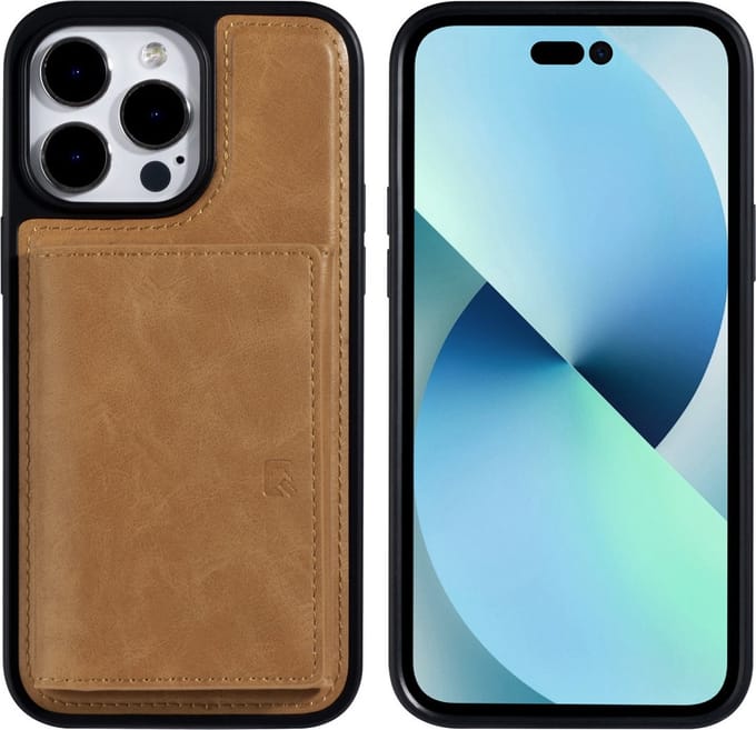UNIQ Accessory Back Cover Wallet Case voor Apple iPhone 14 Pro Max - Pu Leer, Bruin, Bescherming van Telefoon