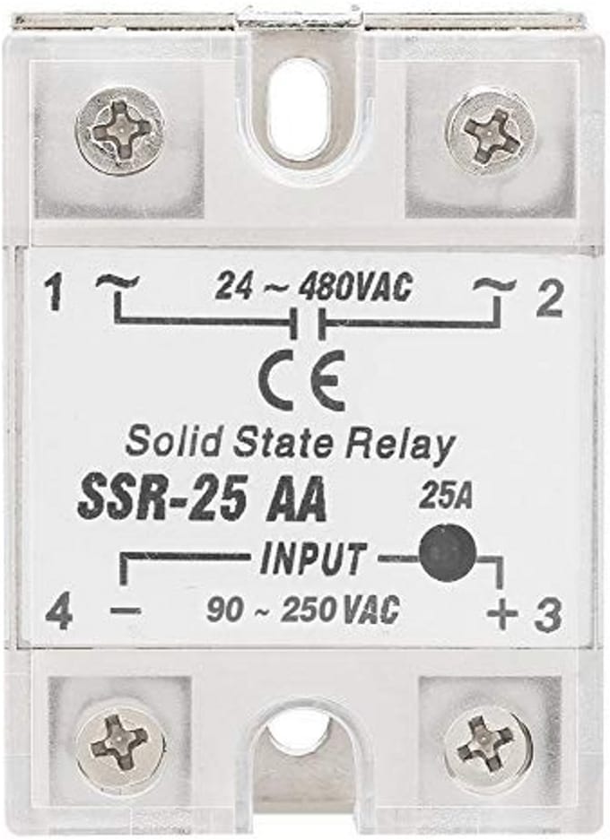Halfgeleiderrelais 25A - SSR AC-AC-module voor 90-250V AC ingang en 24-480V AC uitgang