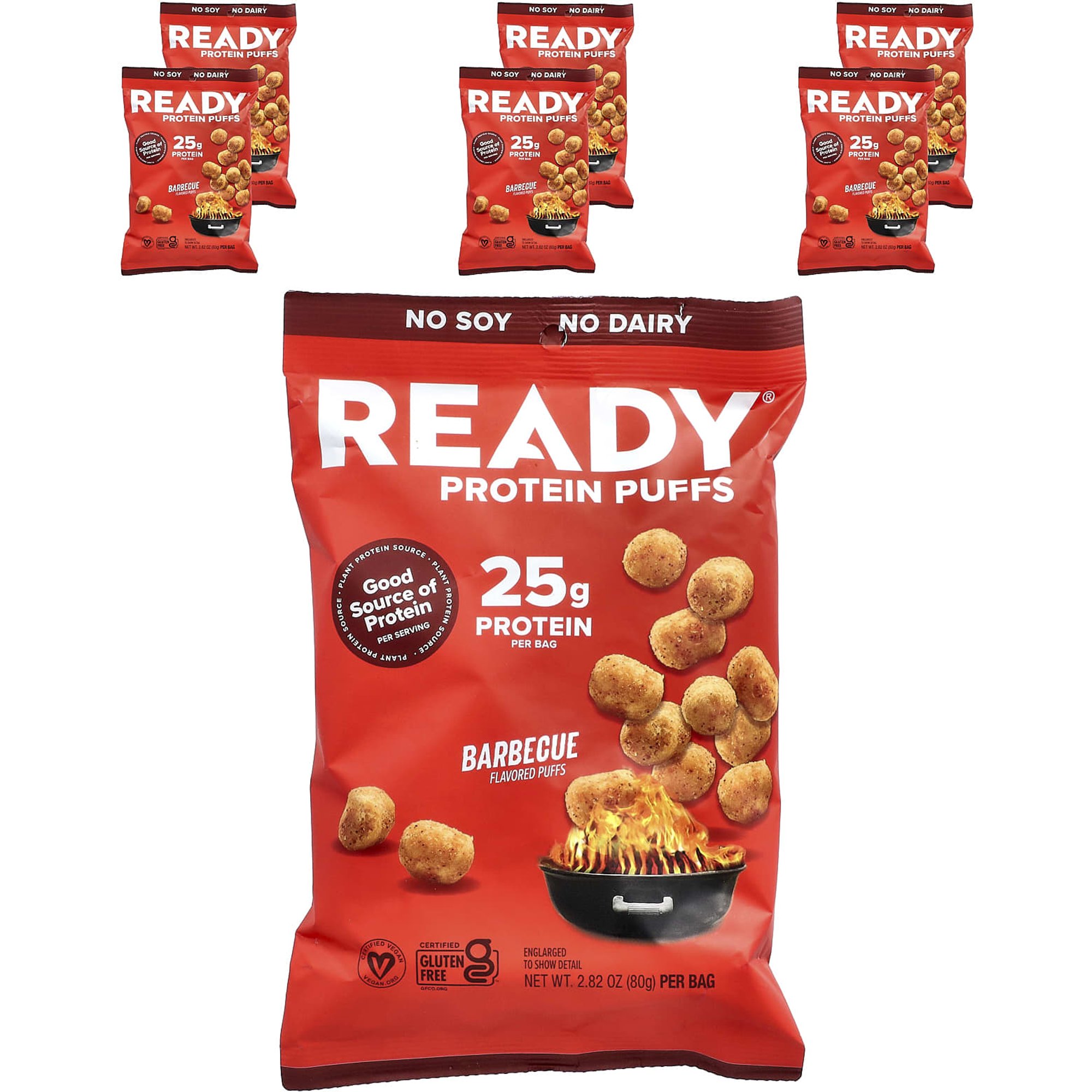 Klaar, Eiwit Puffs, BBQ, 6 Zakjes, 80g (2,82 oz) Elk