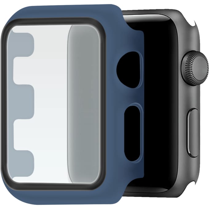 Apple Watch Hoesje met Screenprotector gehard glas - 44mm - Blauw