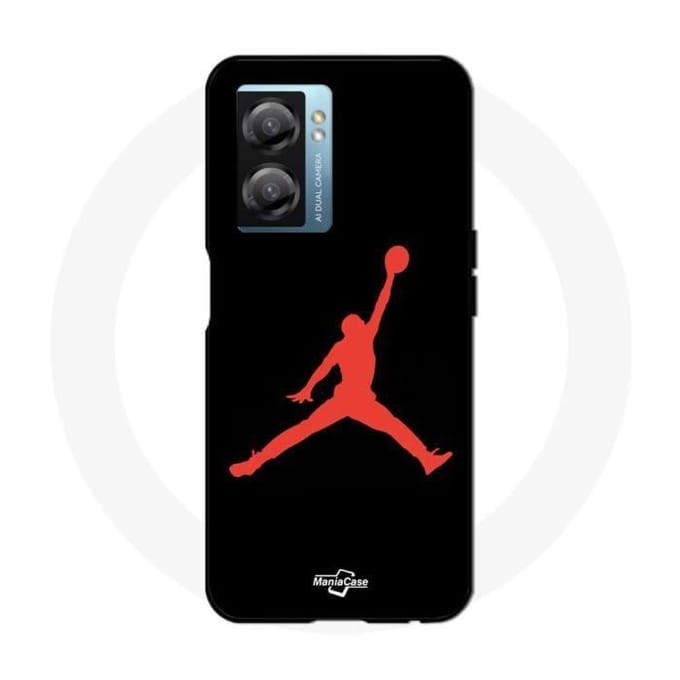 Coque - Maniacase - Realme V23 - Jordan logo 23 - Rouge - Souple noir