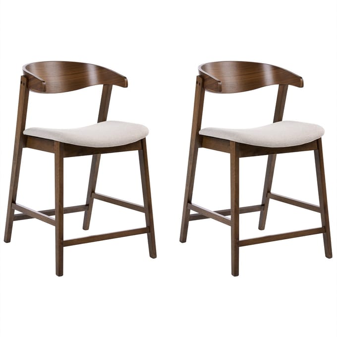 LILLY - Barstoel set van 2 - Donkerbruin/Beige - Polyester