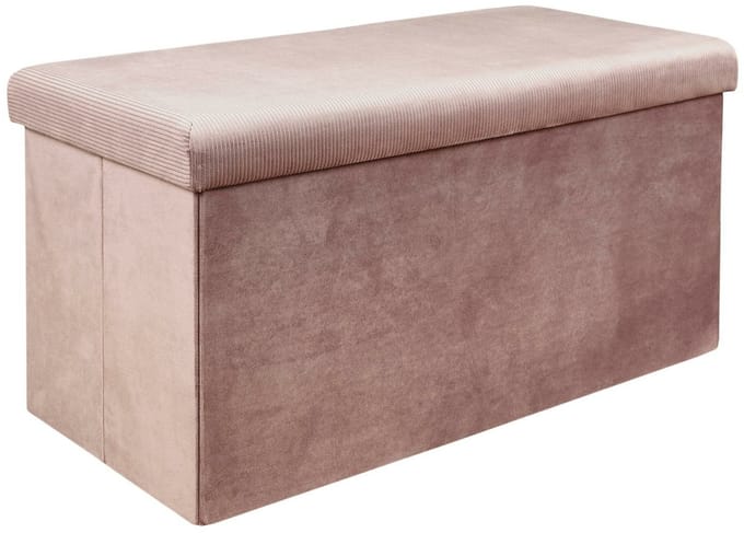 Home Deco - Poef/hocker Velvet - opvouwbaar - oud roze - polyester/MDF - 76 x 38 cm